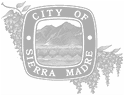 Logo of the City of Sierra Madre featuring a mountainous landscape and decorative elements.