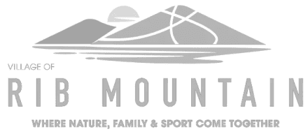 Logo for Rib Mountain, featuring stylized mountains above the text, promoting outdoor activities and tourism.